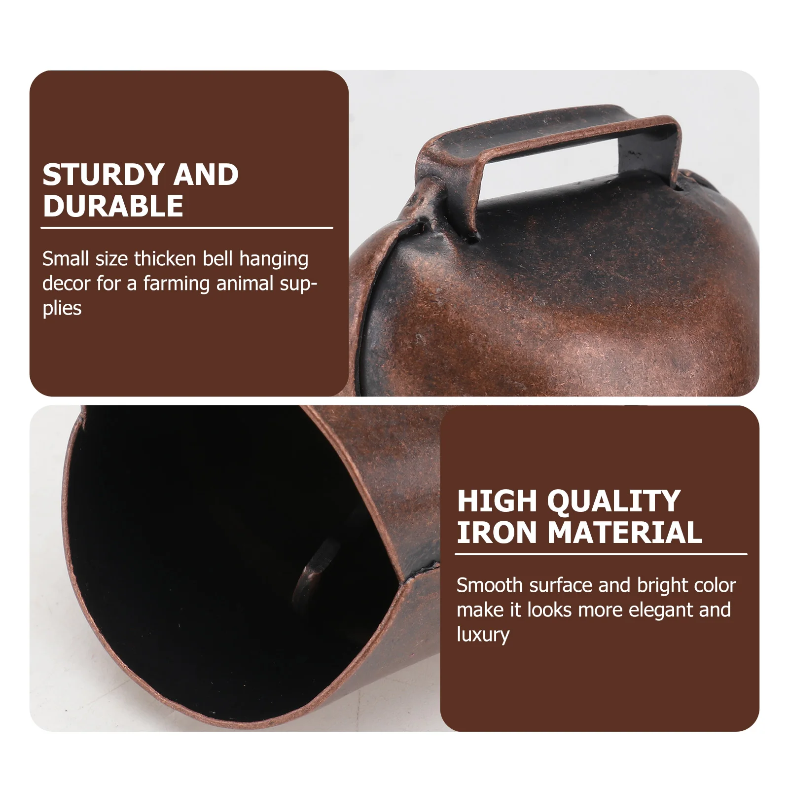 

2 pcs Small Thicken Bell Hanging Decor For Sheep Horse Cow Red Bronze Durable Iron Farming Animal Supplies Diy Pendant Alarm