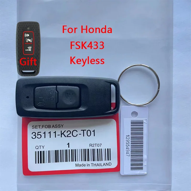 Substituição Chave de Controle Remoto Inteligente, Estojo Protetor, Fit para Honda Dario160, Controle Remoto, Scooter, PN:35111-K2C-T01, 433MHz, ID47Chip