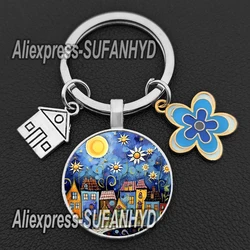 Colorful House Keychain Key To The New House Key Holder Cute Starlight Cabin Keychains for Women