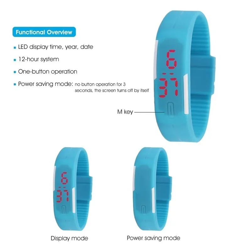 Red Unisex Digital LED Touch Sport Watch - close-up view