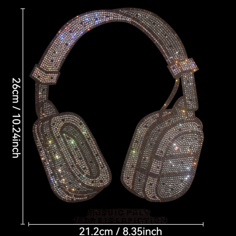 High-quality hot diamond DIY creative shiny headphones ironed on T-shirts, jeans, hoodies and clothing accessories