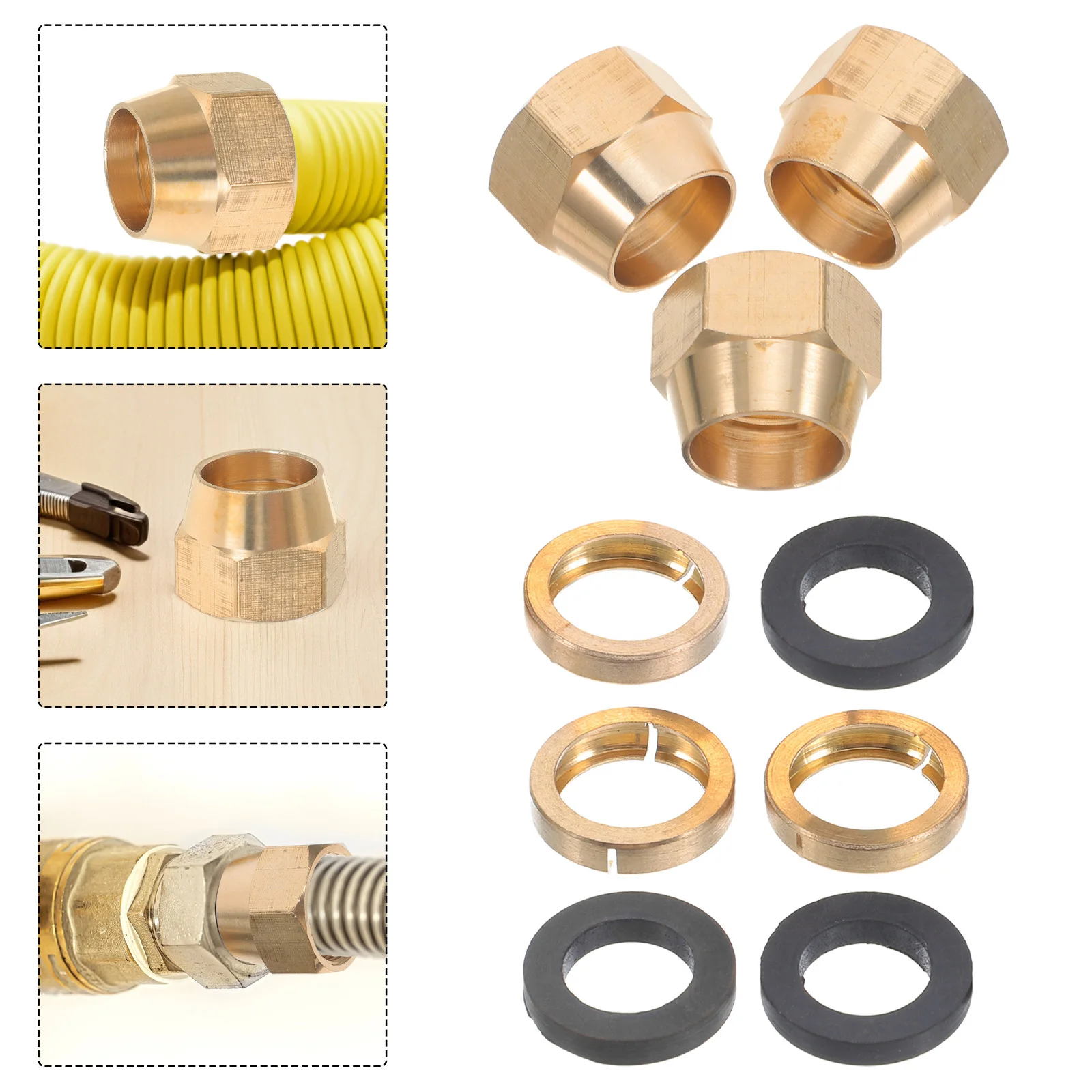 

3pcs 1/2 Inch Brass Flare For Gas Pipes Durable Threaded Pipe Fitting End Cap Fit Stove Tank System Brass Tube Cap