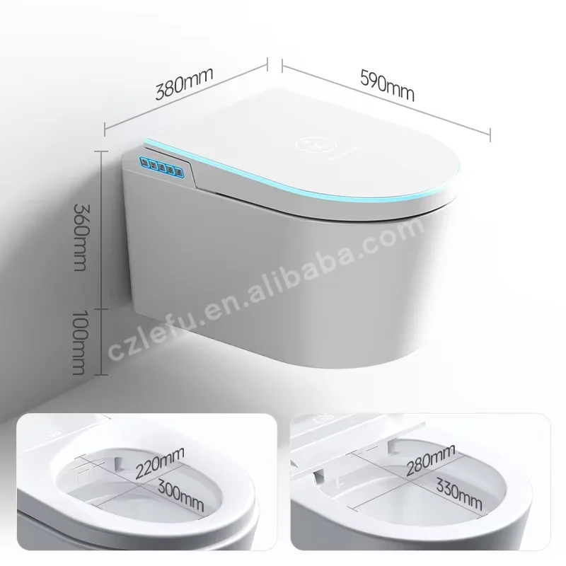 New Arrival Smart Electronic Wall-hung Toilet Intelligent Bathroom Wc With Floating Rimless Bowl Elongated Shape view 5