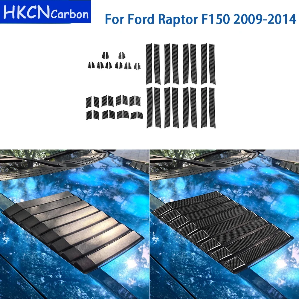 For Ford Raptor F150 2009-2014 Accessories Real Soft Carbon Fiber Hood Air Vent Panel Cover Trim Sticker