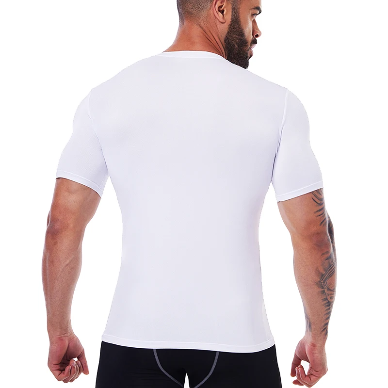 Shaper do corpo manga curta para homens, camisas de compressão com decote em v, camiseta emagrecedora, abdominais e abdominais, tops de controle de