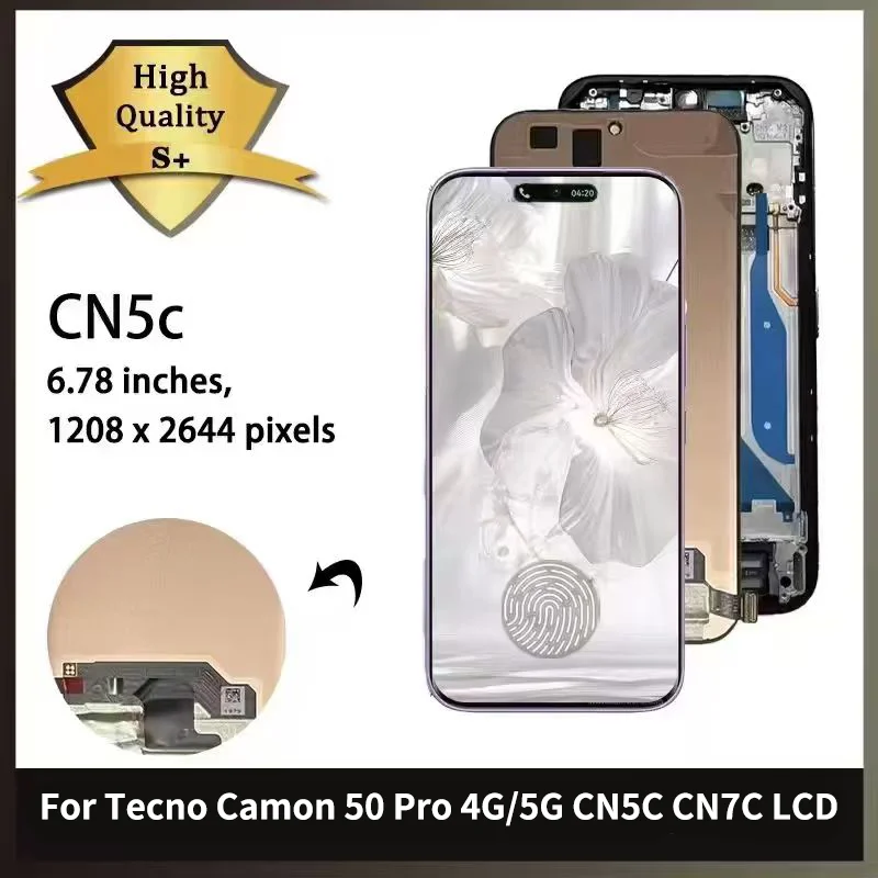 Camon 50 Pro 4G Display Screen With Fingerprint For Tecno Camon50 Pro 5G CN5c CN7c Lcd Display Touch Screen Digitizer Assembly