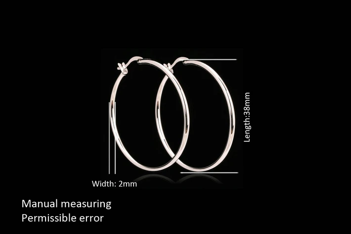 Silver Big Hoop Earring For Women Silver Color Jewelry Austrian Crystal Wholesale DWE659 3.8CM