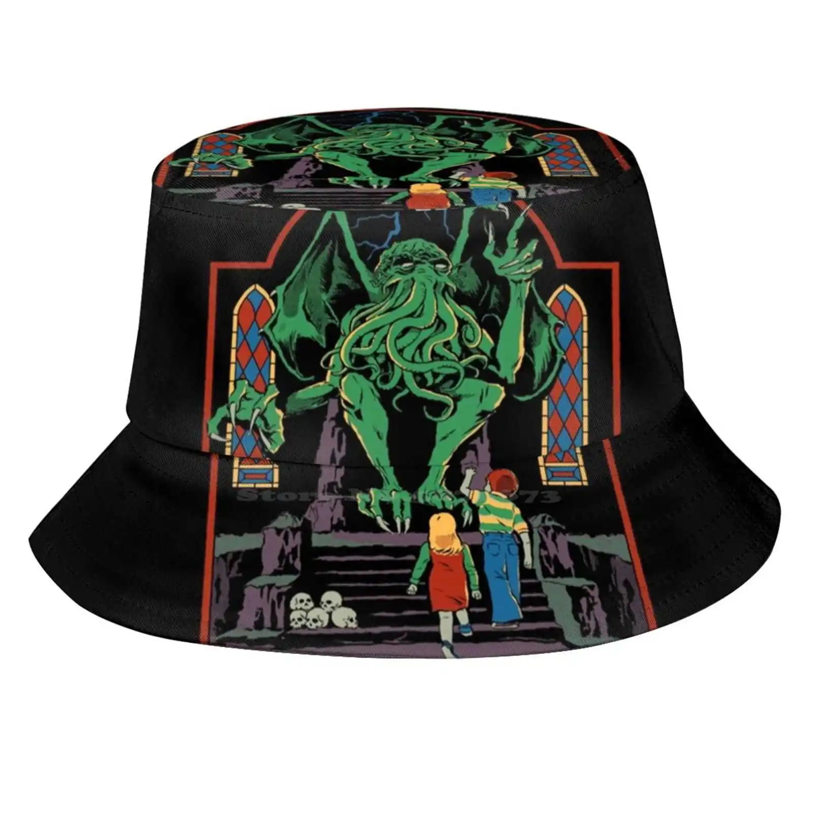 Trust In God Sun Cap Fisherman Hat Bucket Hats Retro Vintage Horror Cthulhu Lovecraft Religion Nostalgia Gods Ancient One