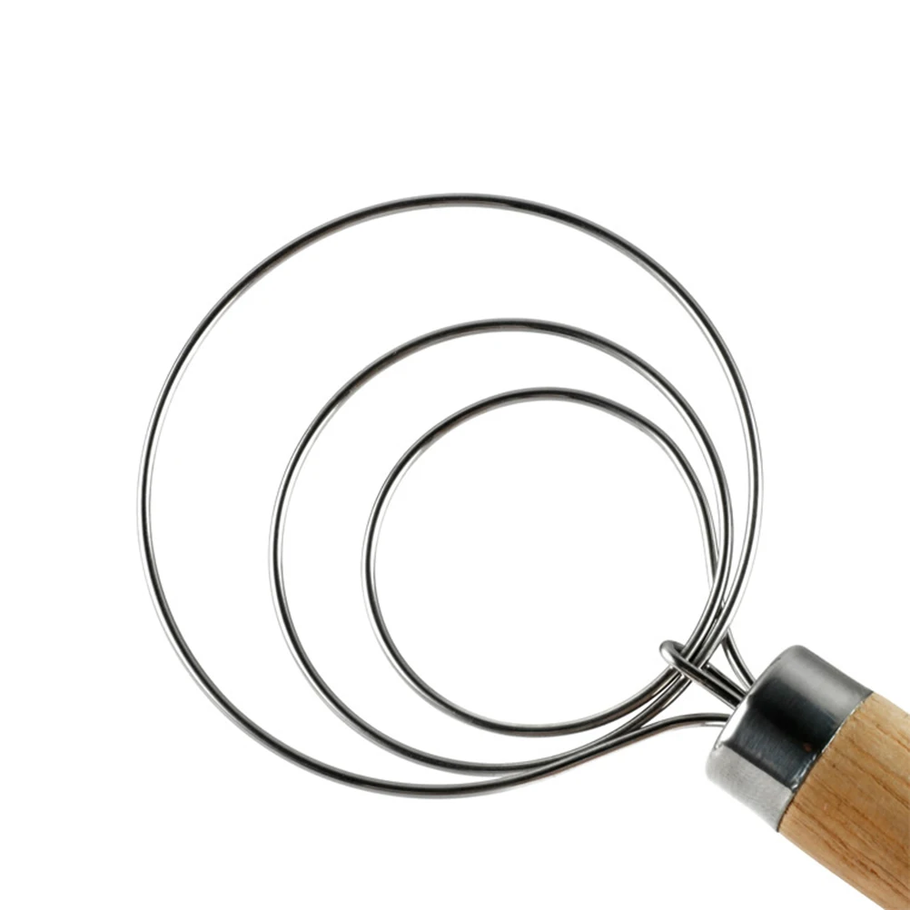 

2Pcs Stainless Steel Coil Whisk Oak Handle Egg Beater Dough Mixer Kitchen Baking Tool Dough Whisk Mixer Kitchenware