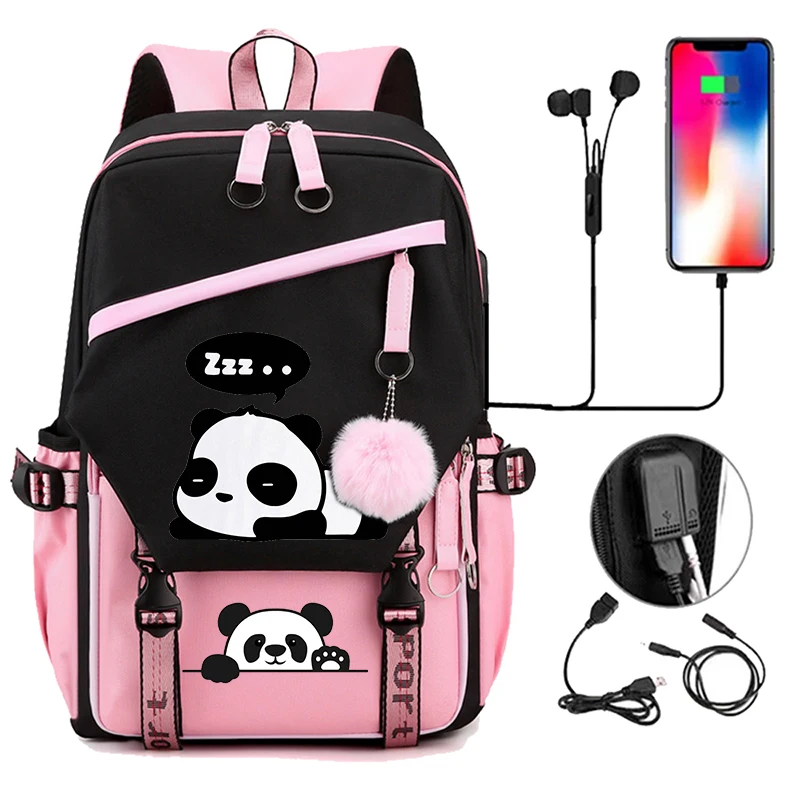 

Cute Panda Backpack, Women Leisure Travel Backpack, Middle High School College Student Bagpack, Bamboo Panda Computer Bookbags