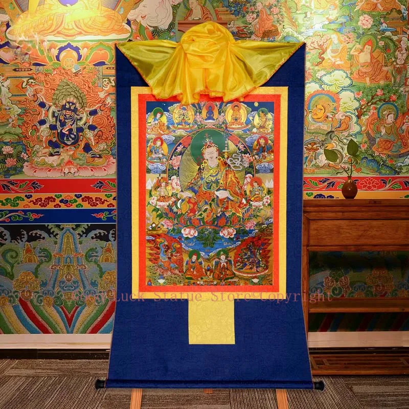 

GOOD 120cm large Buddhism Thangka HOME temple altar WALL Decor ART silk Guru Rinpoche 8 Buddhas Thang-ga painting Buddhist