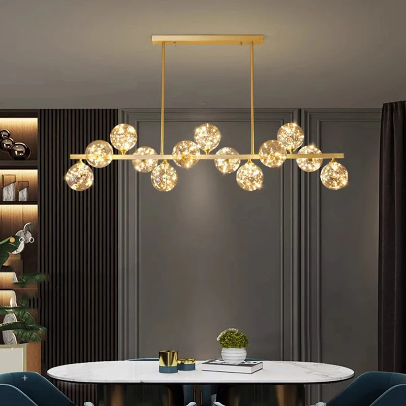 Light luxury home decoration LED staircase pendant light, living room pendant light, dining room pendant light indoor lighting