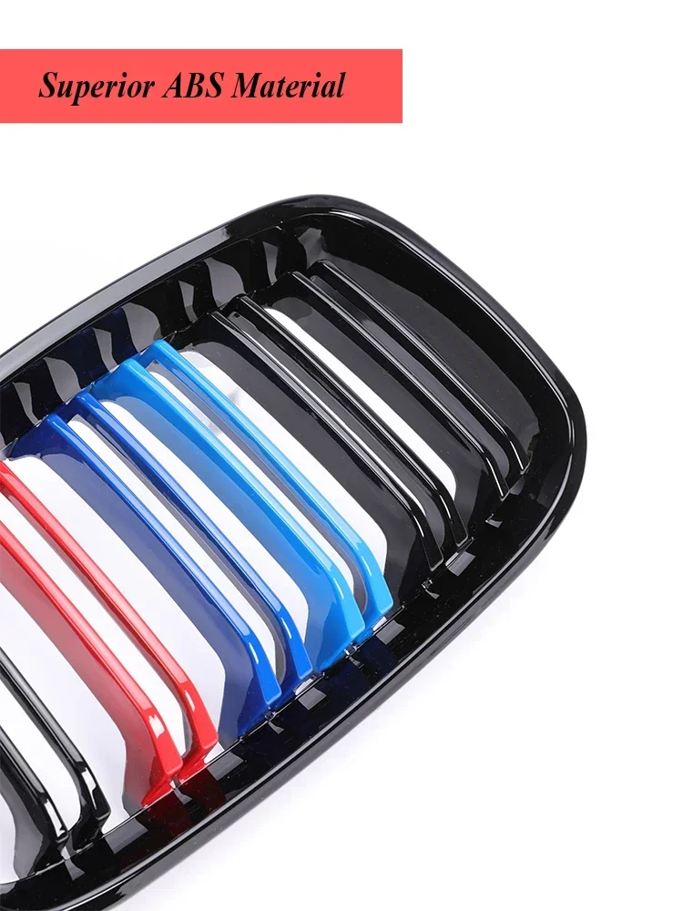 Grille Cover Carbon Fiber Double Slat M Color Refting For BMW 1 Series F20 F21 LCI 2015-2019 Front Bumper Kidney Insert Grills