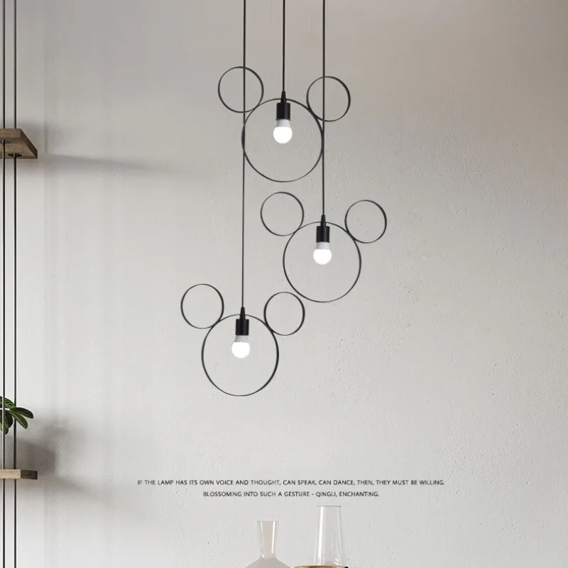 

American Rural Retro Nordic Simple Cartoon Chandelier Bedroom Bedside Children's Room Wrought Iron Three-head LED Light