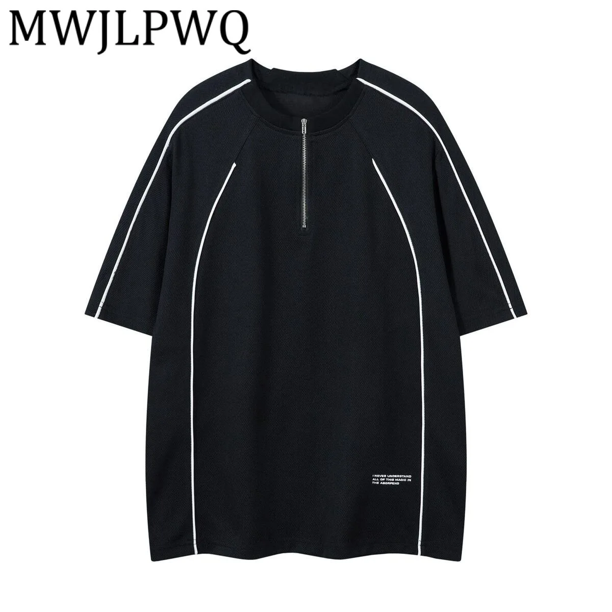 

MWJLPWQ Men's 2025 Summer New American Style T-Shirt Functional Round Collar Trend Design Street Short Sleeve Tops For Men 21268