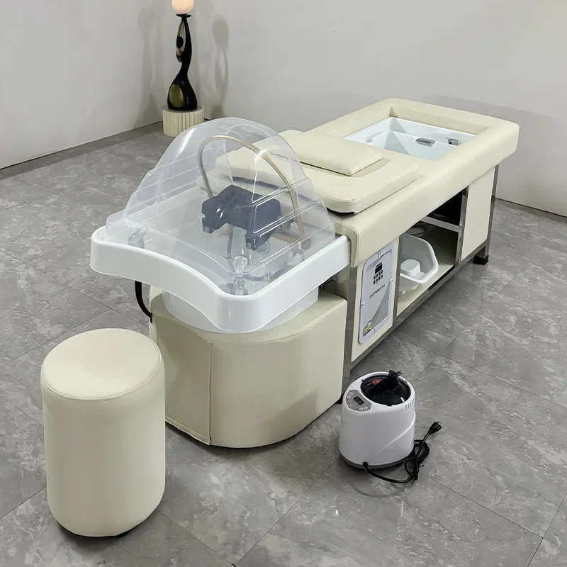 Salon Hair Washing Chair Shampoo Bed With Water Circulation and Steamer Pedicure Bowl Foot Spa Shampoo Bed for Salon