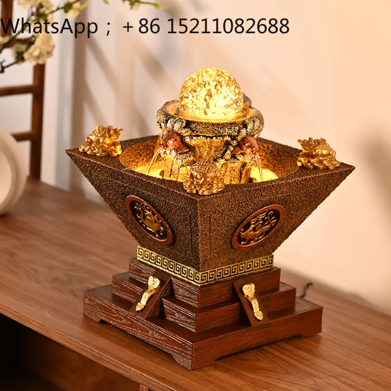 SCY entrance entrance golden toad lucky desktop water ornament household housewarming feng shui wheel living room decoration