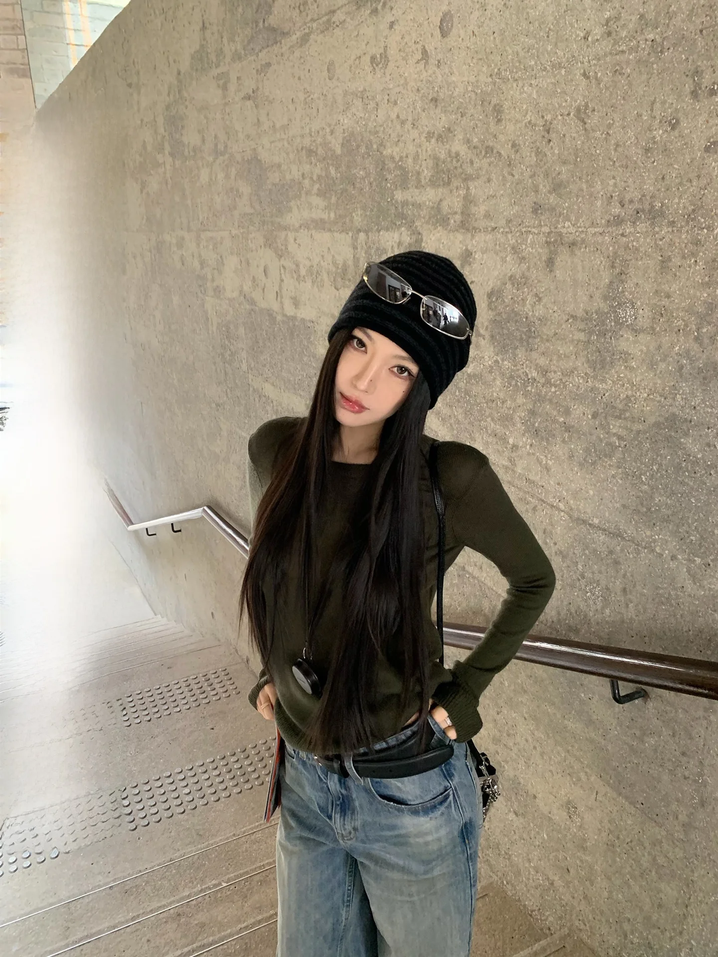 

Fbblimit Lazy Sle V-Ne Woolen Sweater High Quali 50% Wool Double-Sided Wear Spring Autumn Women's Comfortable Knitwear
