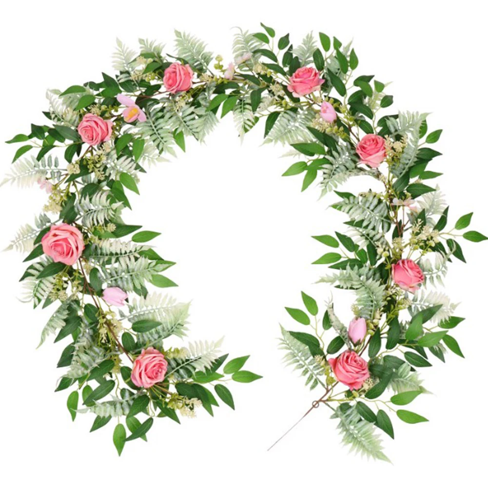

Faux Rose Vine Artificial Flower Vine Event Styling Pink Green Simulated Flower Vine For Weddings Artificial Flowers