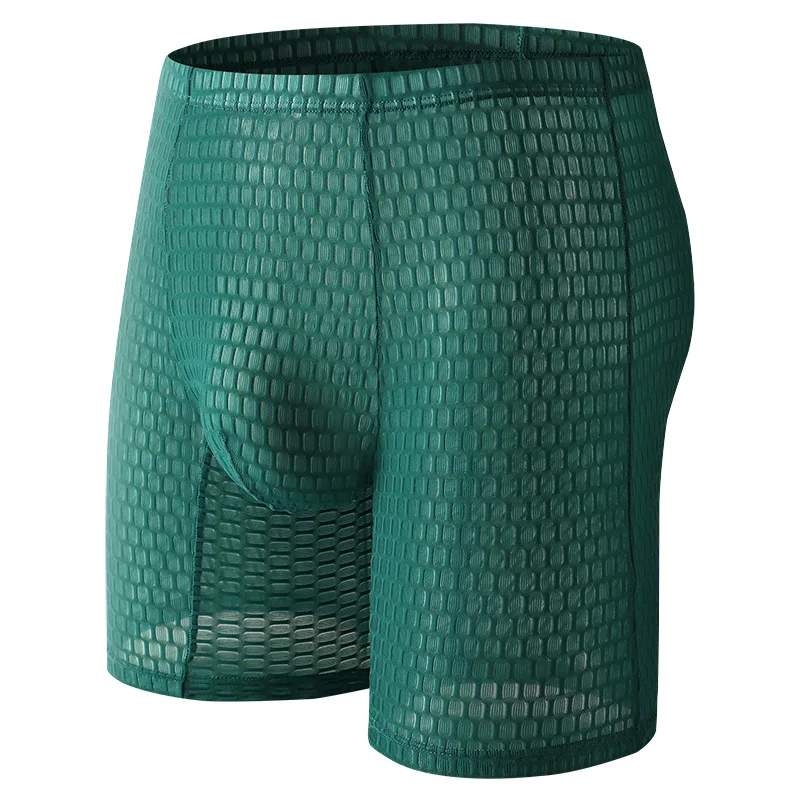 Solid color 2025 new men's extended boxers mid-waist pants hip-lifting and hip-expanding boxers men's boxers NK29
