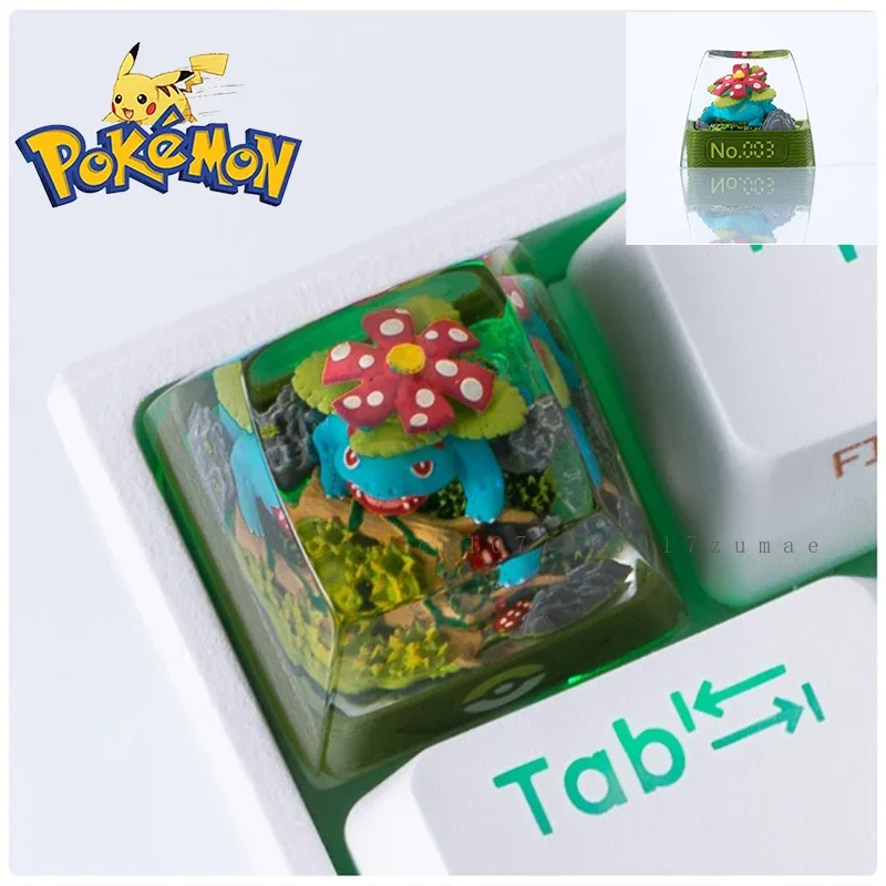 Japan Anime Pokemon Custom Resin Micro Transparent KeyCap Pikachu Venusaur Keycaps Mechanical Creative Computer Keyboard Cap