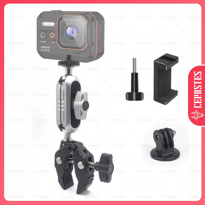 

Aluminum Alloy Super Clamp with Double Ball Head Magic Arm 1/4"-20 Threaded Holes for Gopro/DSLR Mount Camera Monitor Light