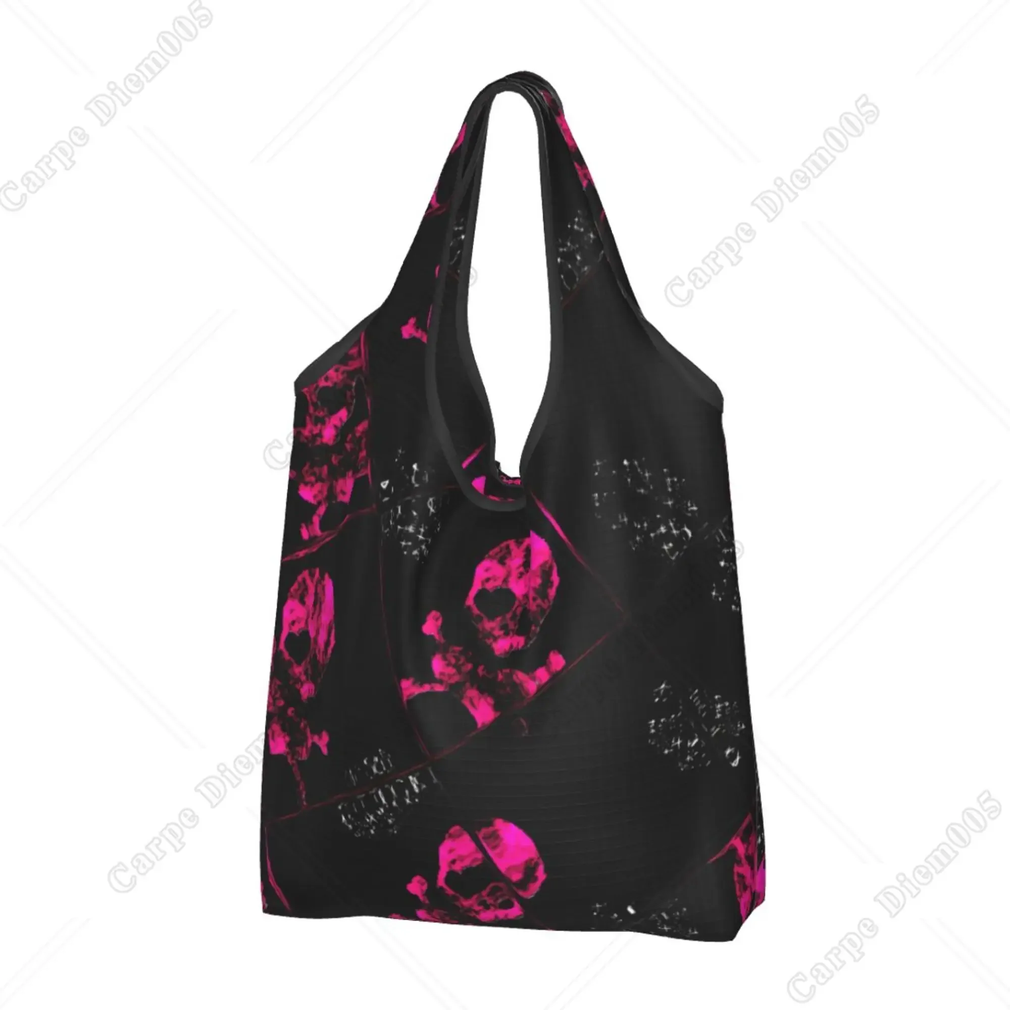 Bolso de mano de Horror gótico para mujer, bolsa plegable de compras, trabajo al aire libre, caminar al aire libre, sin cremallera, rosa, púrpura,