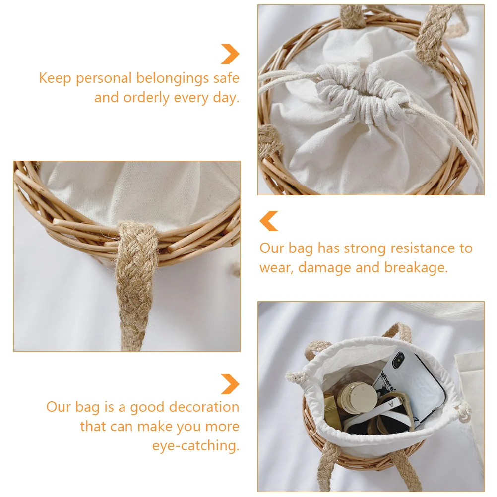 

Stylish Woven Large Capacity Bag For Beach Party Picnic Holds Phone Jewelry Lipstick Snacks Woven Storage Picnic Rattan