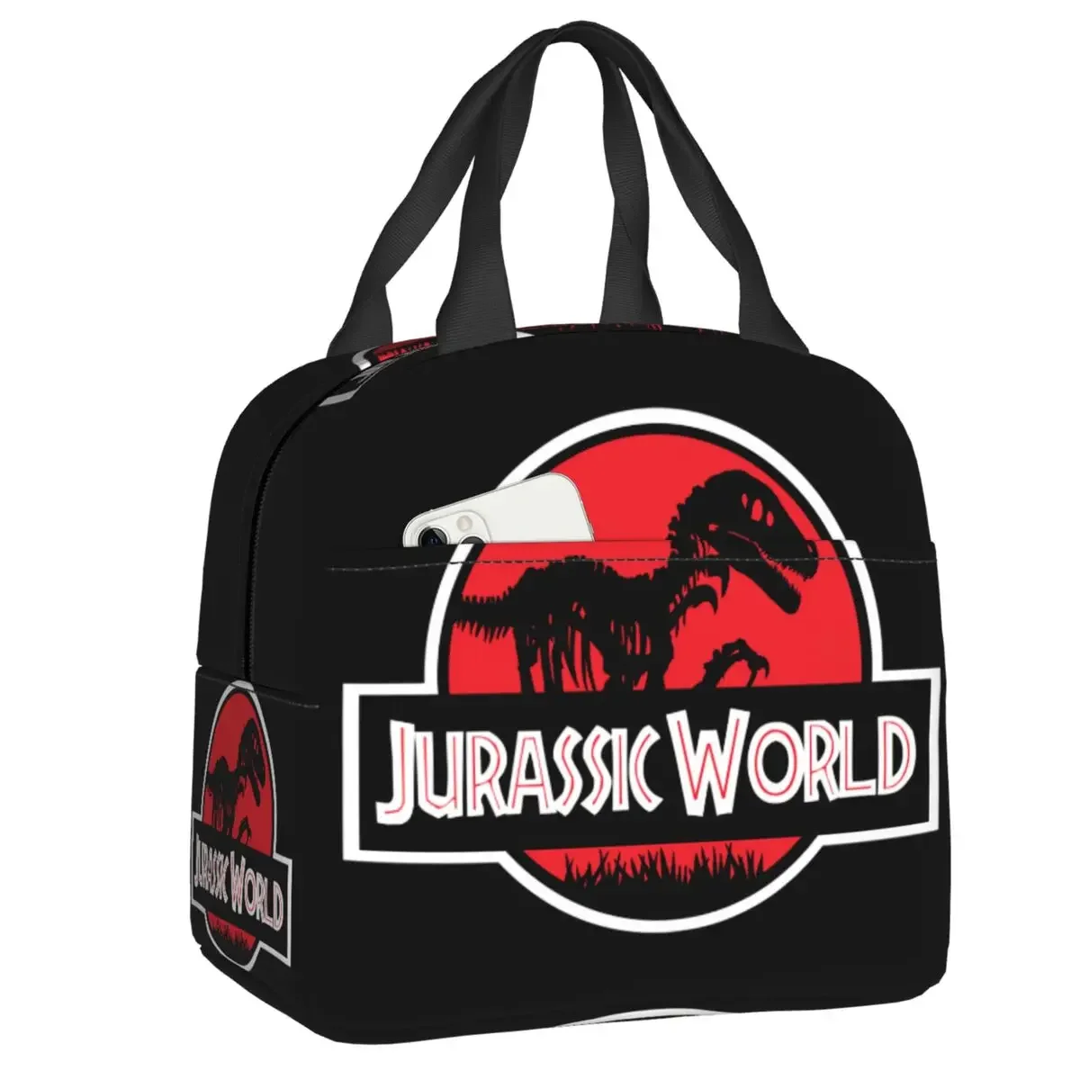 Custom Jurassic World Insulated Lunch Bag for Women Resuable Dinosaur World Cooler Thermal Lunch Box Kids School Children