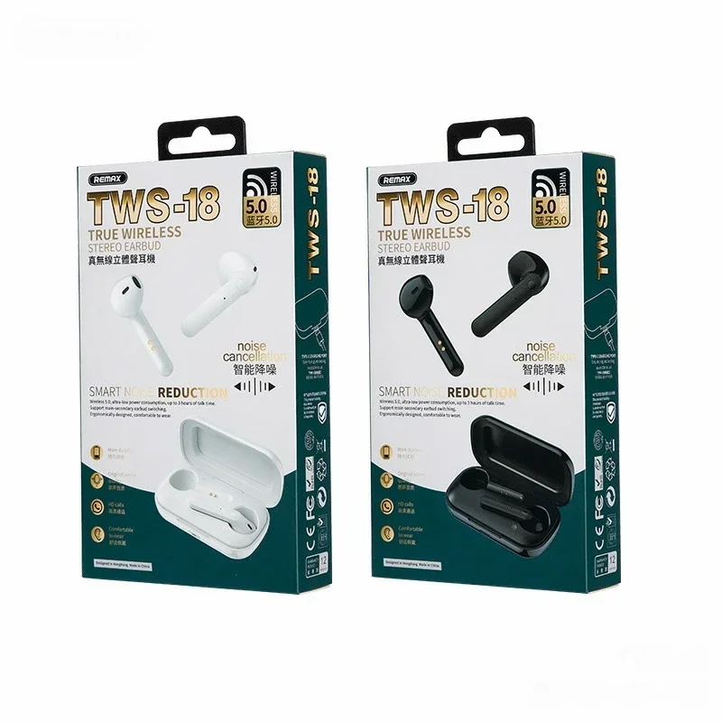 REMAX TWS - Auriculares inalámbricos Bluetooth 5.0 18 - Batería larga, resistentes al desgaste y lo mejor para deportes/diario