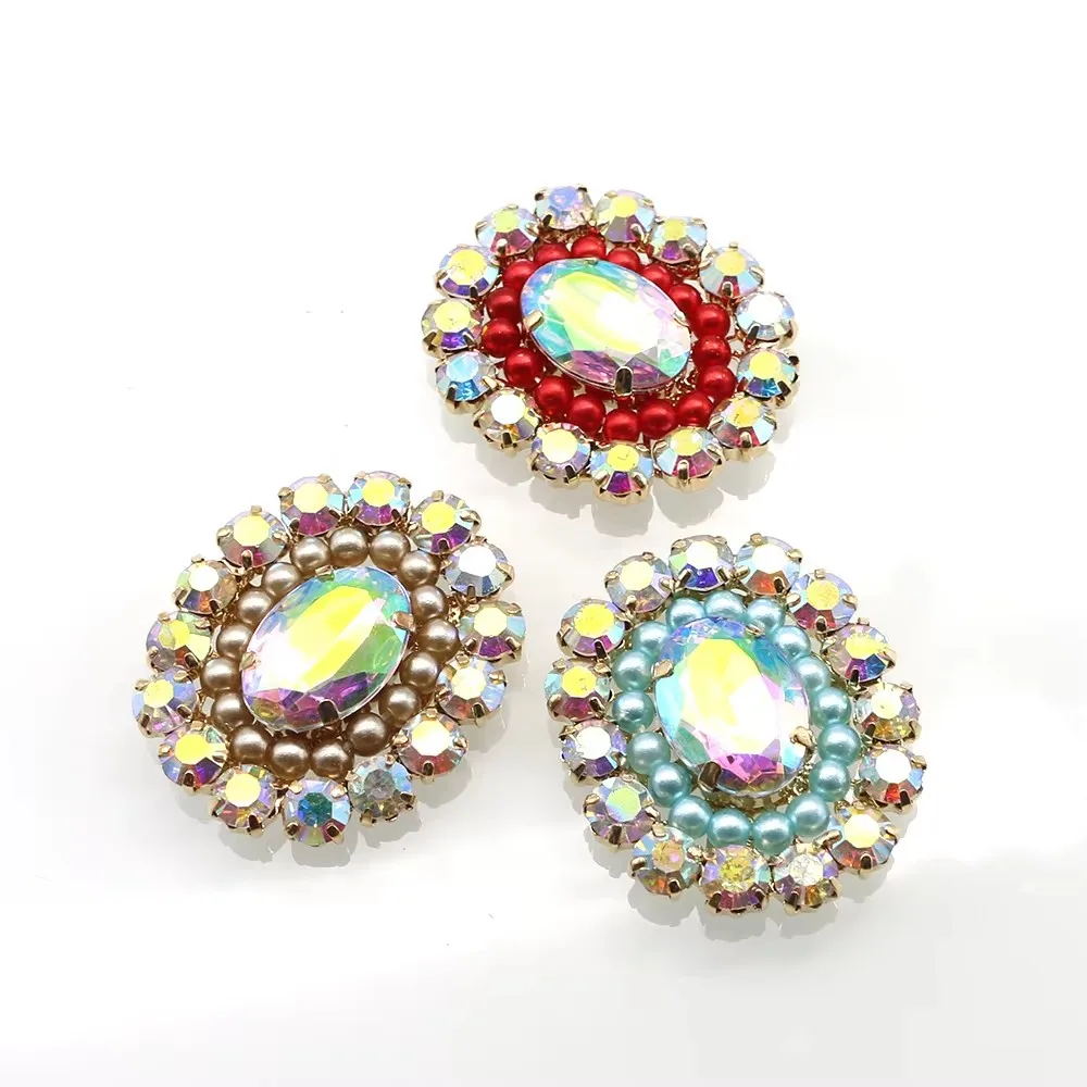 New 5pc Rhinestone buttons flatback color pearl Wedding Decoration DIY Flatback gold clothing scrapbooking crafts Accessories