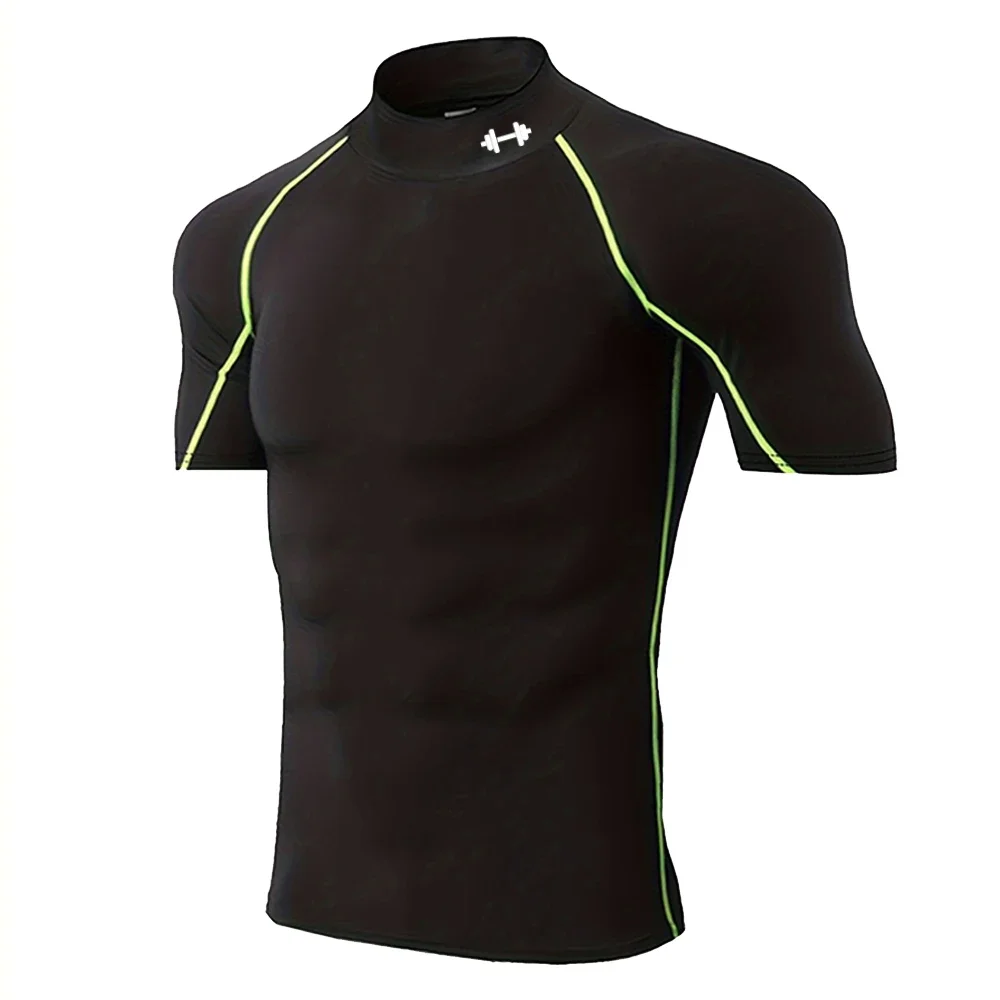 Quick-drying Exercise Compression Short Sleeve Summer Gym Running Training T-shirt for Men's Elastic Tight Sportswear Tops S-3XL image 2