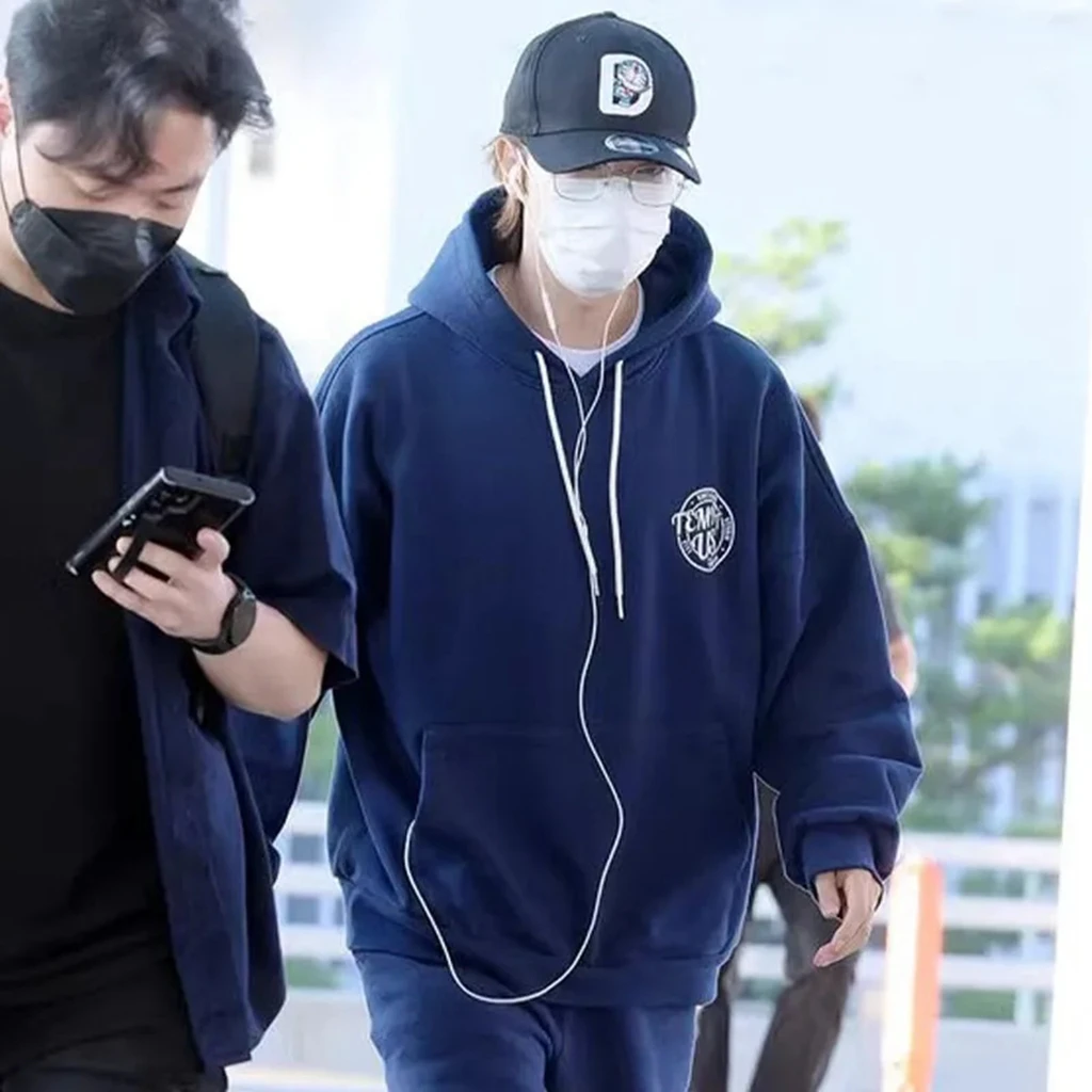 سترة بغطاء للرأس مطبوعة من kpop Y2K SuperJunior ستار للنساء نفس الملابس Y2k ملابس الشارع الشهير بلوزات فضفاضة