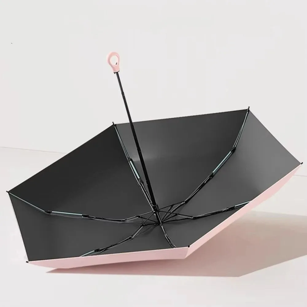 

UV Protection Mini Sun Umbrella Windproof with Buckle Pocket Rain Umbrella Hanging Foldable Dual-purpose Sunshade Outdoor