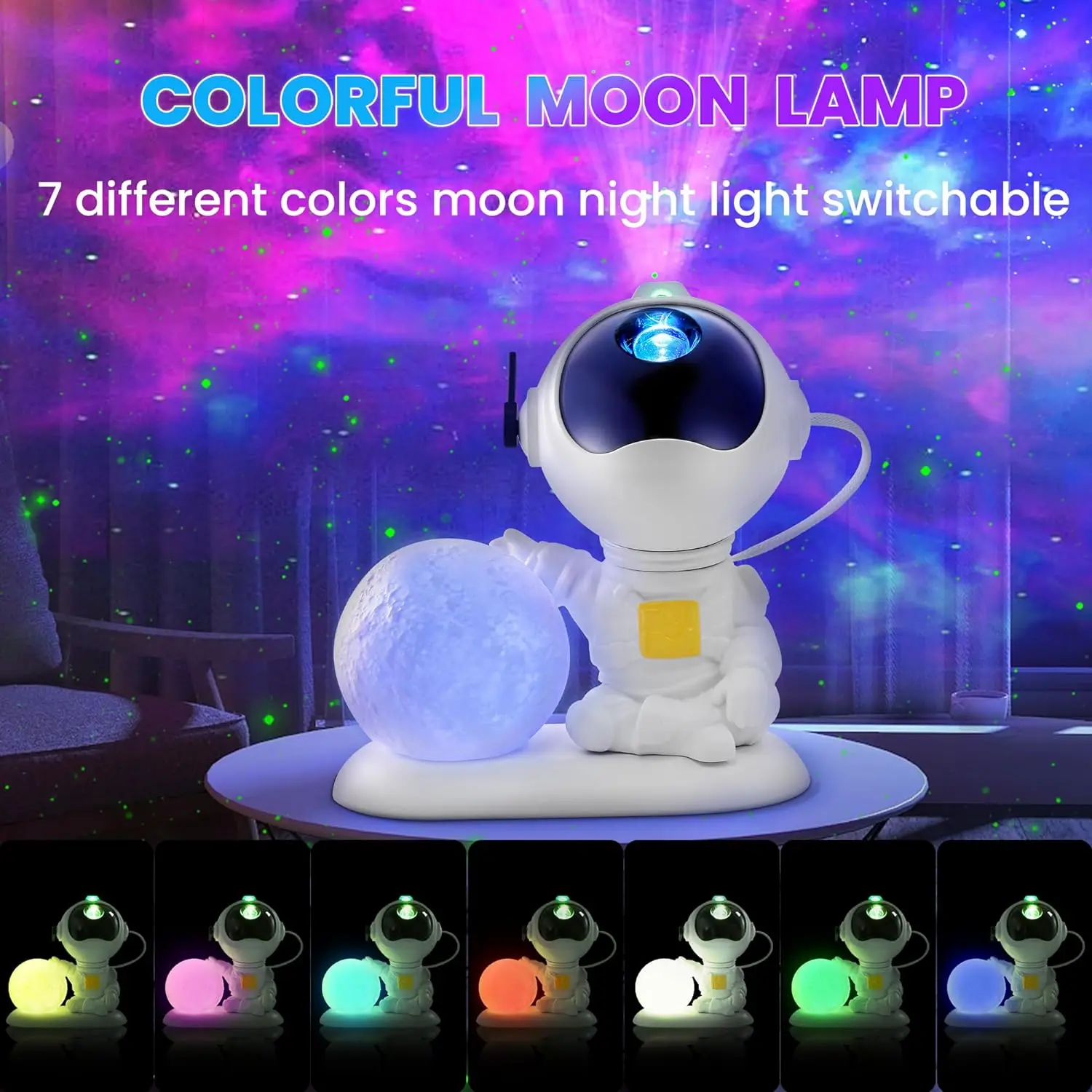 USB Starry Nebula Projector Galaxy Ceiling Light Moon Ambient Lighting for Bedroom Living Gaming Room Xmas Party Home Decor Gift