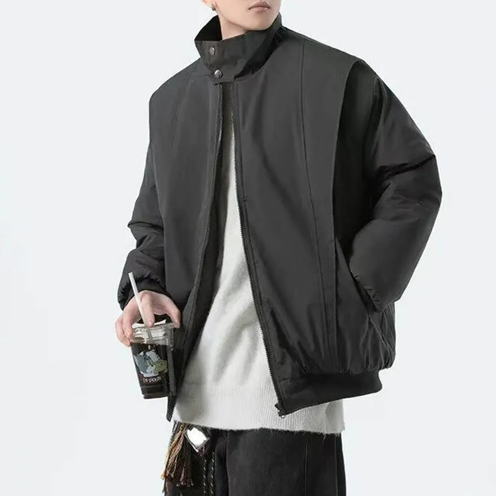 

Осенняя новая мужская однотонная куртка с длинными рукавами в американском стиле ретро, модные тенденции, свободные повседневные нишевые мужские топы на High Street, 2025 г.