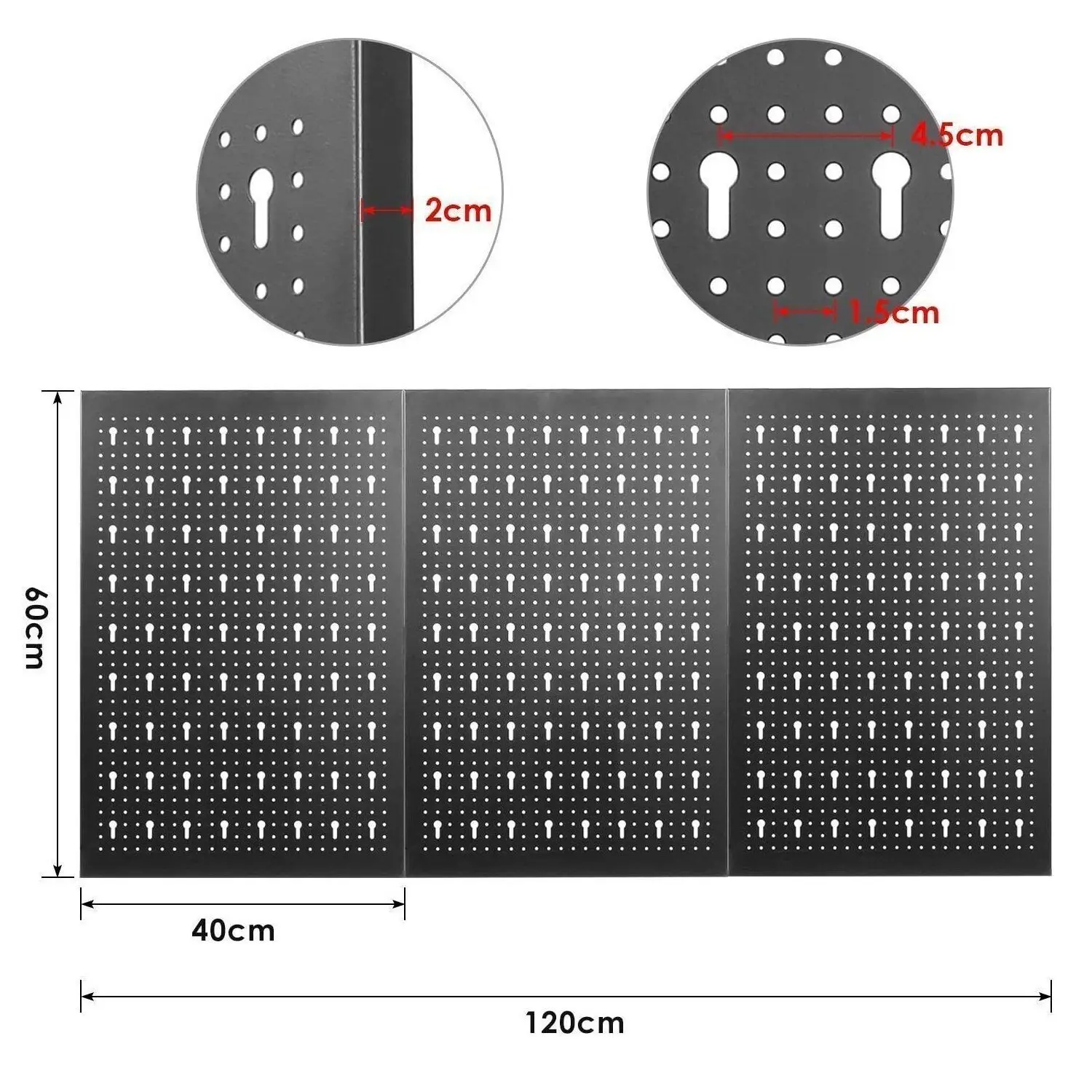 أدوات معدنية ثقب الحائط أدوات ورشة عمل الحائط حامل هوك 17 أجزاء 120x60x2 سنتيمتر #2