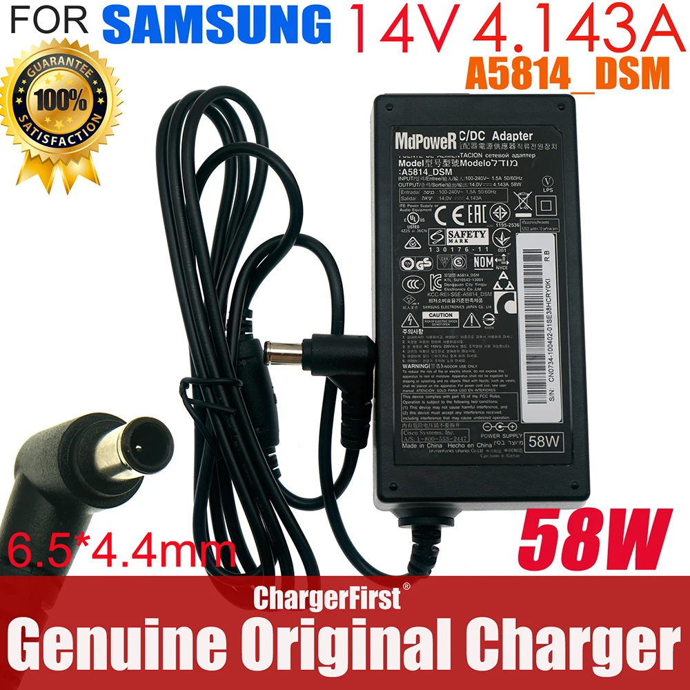 14V 4.143A 4.14A 58W AC/DC Adapter Charger A5814_FPN A5814_DSM For Samsung SyncMaster T27A750 PS30W-14J1 TC242 S24D590L