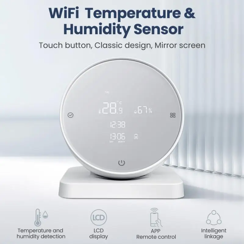 Aubess-Sensor de temperatura y humedad, dispositivo con pantalla, Detector de termómetro interior, Smart Home a través de la aplicación Smart Life,