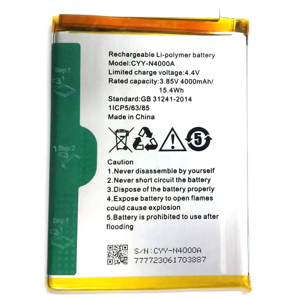 

CYY-N4000A Original Replacement Li-Polymer Mobile Phone Battery 1ICP5/63/85 3.85V 4000mAh