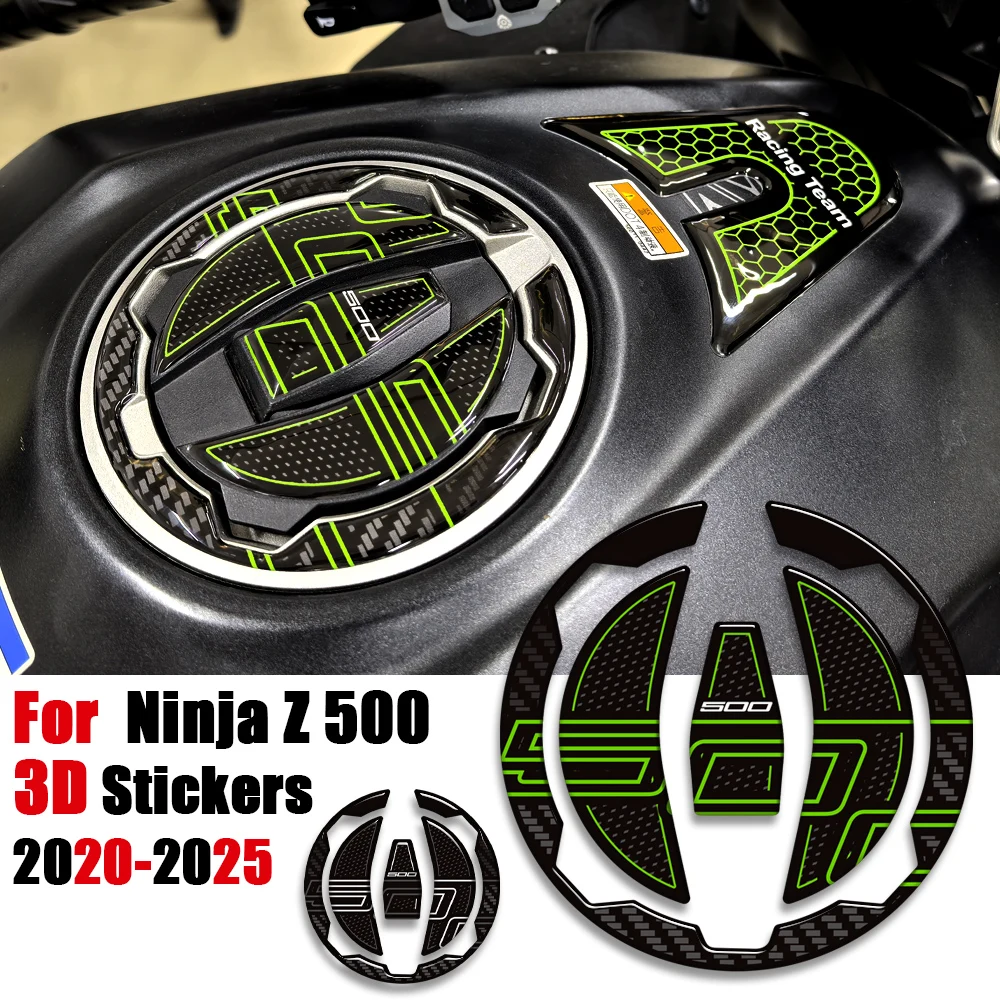 

Накладка на бак, боковые ручки, комплект для газа, мазута, коленного обтекателя, крыла, 3D наклейки, наклейки для kawasaki Ninja Z 500 Z500 2020-2025 мотоциклов