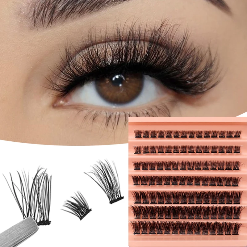 1 กล่อง 98 กลุ่มธรรมชาติหนาแบ่งขนตาปลอมนุ่มReusable False LashesจําลองCos Eyelashes Eye Extension