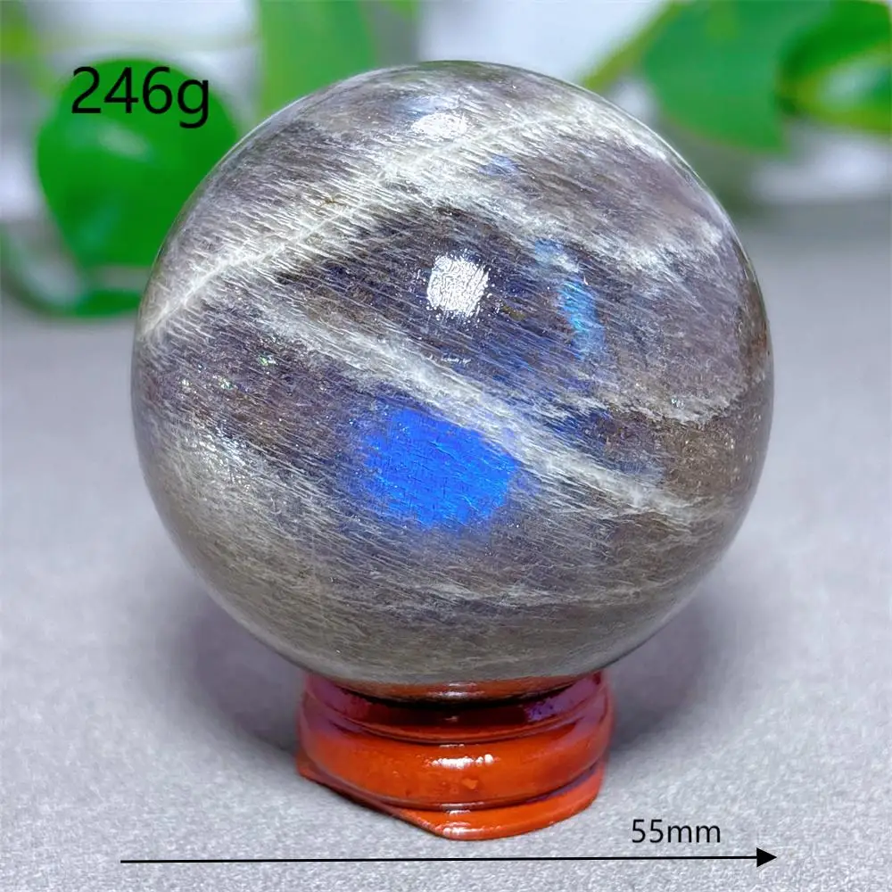 Blauwe Maansteen Bol Kristal Natuursteen Kwarts Mineralen Huisdecoratie Reiki Tuingeschenken Energie Genezing Geluk Liefde +Stand