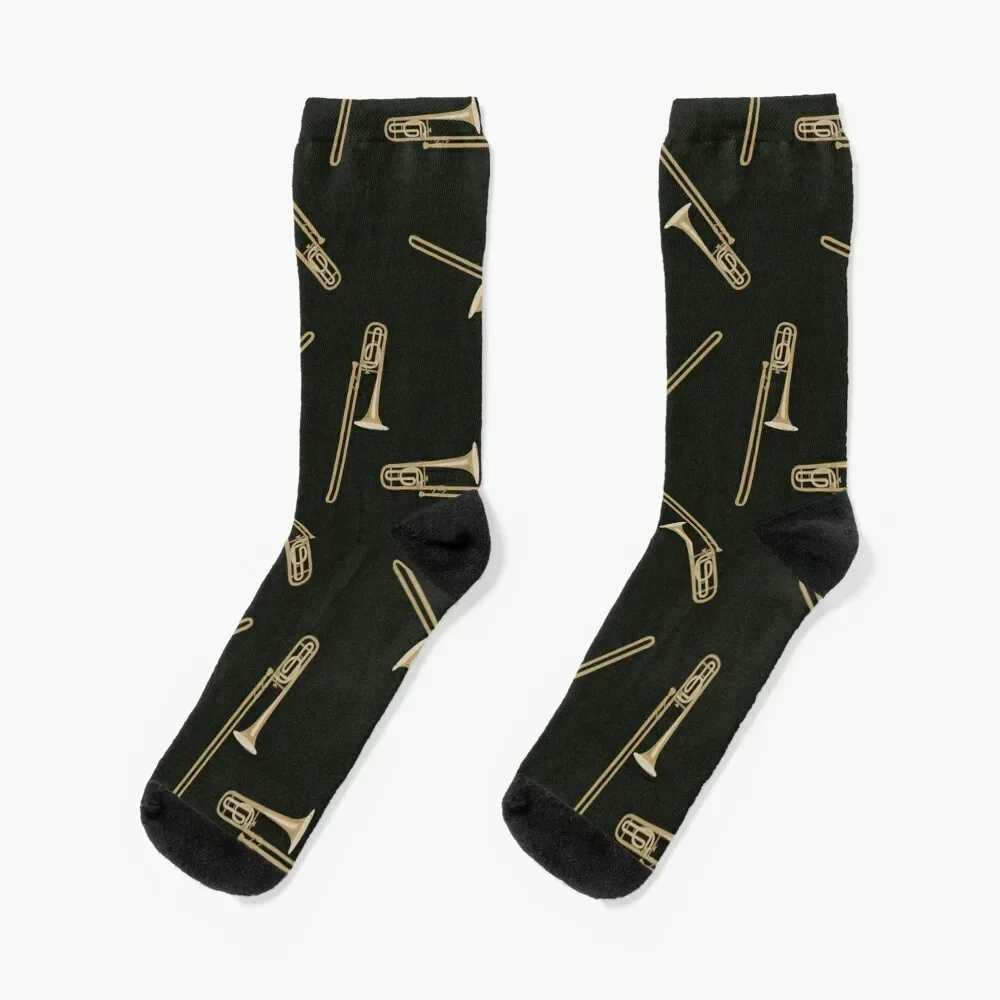 

Trombone on black Socks Christmas sports stockings shoes Luxury Woman Socks Men's