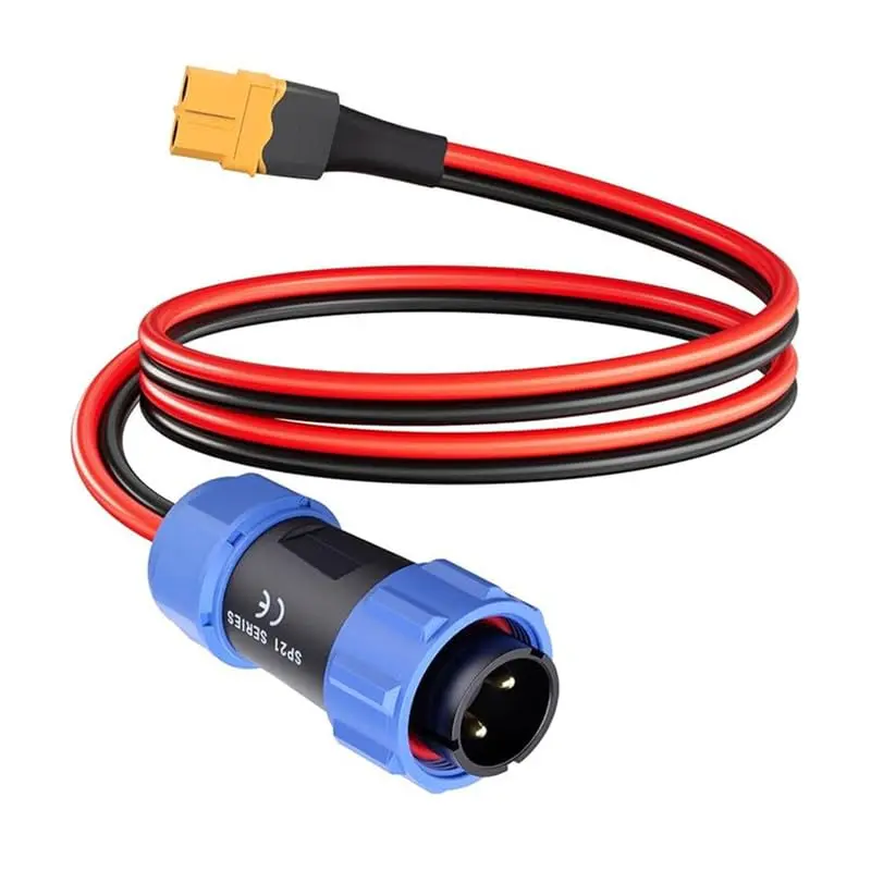 SP21 2 Pin Waterproof Aviation Male to XT60 Cable, 10AWG 1M PVC DC Power Cable for RC Models, Drones