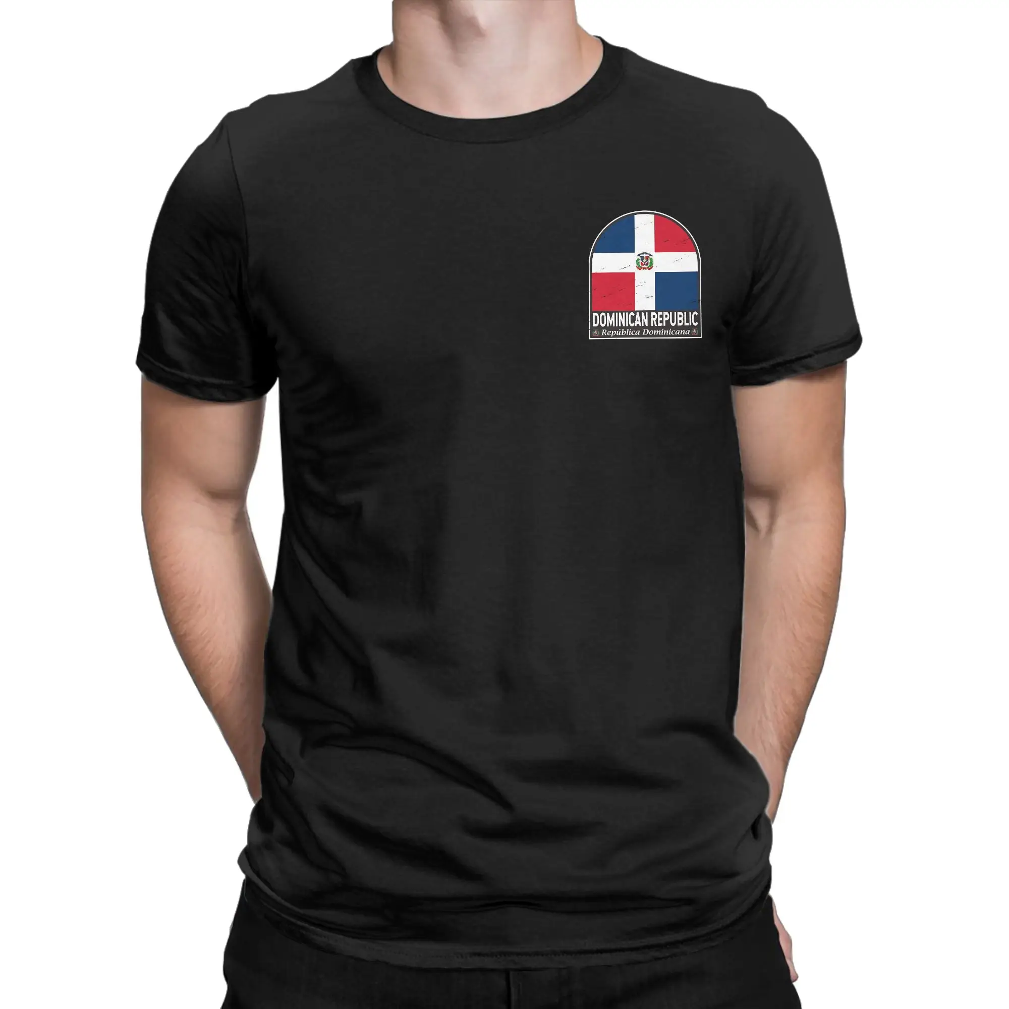 Camiseta com Bandeira da República Dominicana para Homens e Mulheres, Camiseta Incrível de Manga Curta com Gola Redonda, 100% Algodão, Tamanhos Grande
