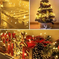 Remote Control USB Firecracker LED Lights with 50-200LED Silver Wire String Fairy Lamp for Bedroom Party Wedding Christmas Decor 5