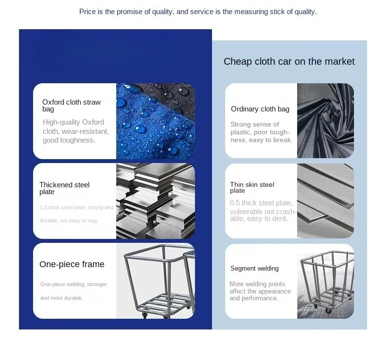Stainless Steel Cloth Cart Tapered Design for Laundry Room Dirty Cloth Recycling Trolley Cleaning Carts