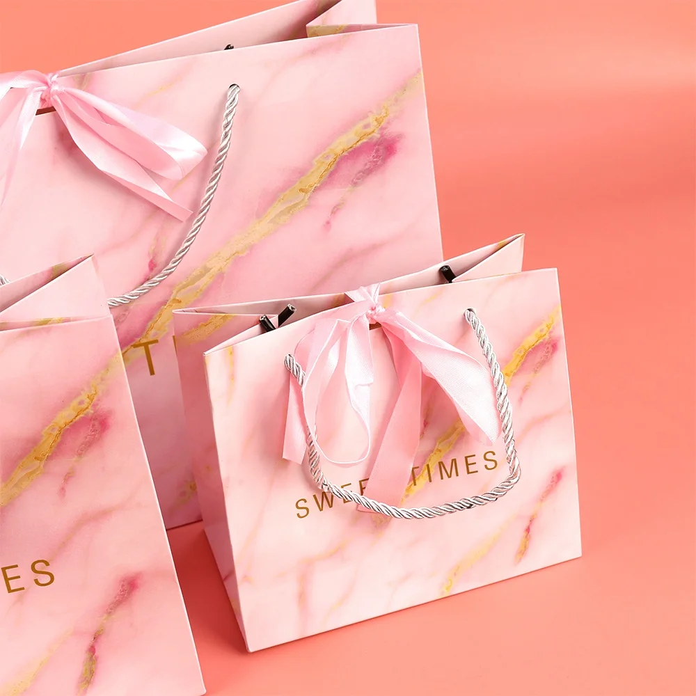 500 قطعة/الوحدة بالجملة مخصص مطبوعة شعارك الخاص مجوهرات الملابس التعبئة والتغليف حقيبة هدية التسوق ورقة حقيبة مع مقبض الشريط #4