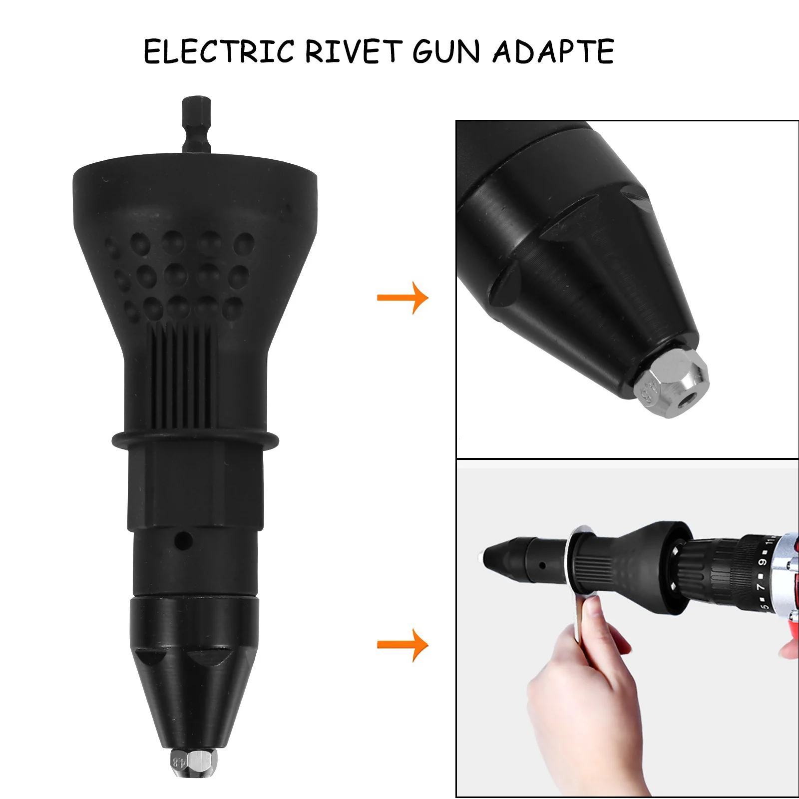 1 Set Electric Rivet Riveter Nut Shooter Adapter Cordless Drill Portable Power Machine Tool Plastic Durable High Strength Air